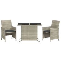 3 uds sillas y mesita de jardin  silla de exterior  sillon jardin ratan sintetico cojin gris