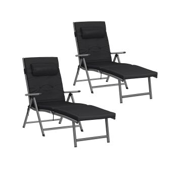 Tumbona Plegable Aluminio Inoxidable, Negro