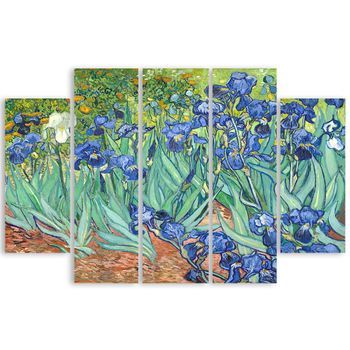 Legendarte - Cuadro Lienzo, Impresión Digital - Lirios - Vincent Van Gogh - Decoración Pared Cm. 150x100 Tipo A2 (5 Paneles)