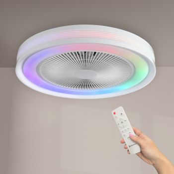 Ventilador de Techo LED Colours CCT+RGBIC con 6 Velocidades y Control Remoto Iluminación Decorativa RGB y Modo Reversible para Verano e Invierno