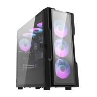 caja pc darkflash dk431 vidrio templado negro  4 ventiladores rgb