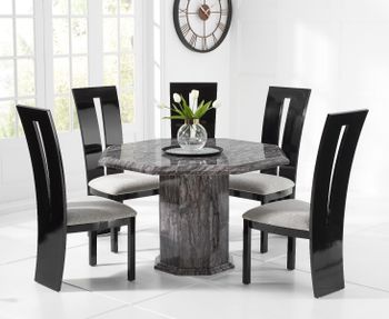 Crema Grey Octagonal Marble Dining Table with Verbier Chairs