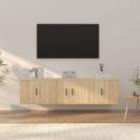 set de 3 uds muebles tv  mueble de salon  armario tv madera contrachapada roble sonoma cfw789156