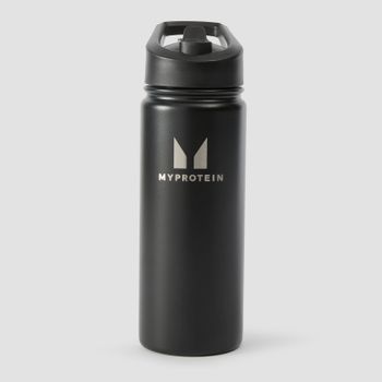 Botella de metal reciclado con pestaña abatible de Myprotein (500 ml) - Negro