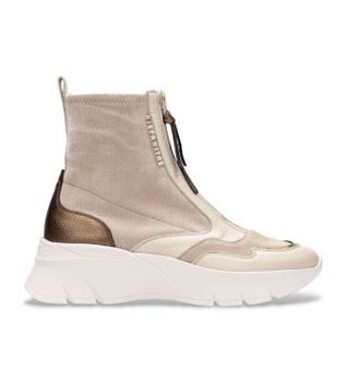 Hispanitas para mujer. HI243628 Zapatillas de piel deportivas beige (41), 3 a 5cm, Cremallera, Casual