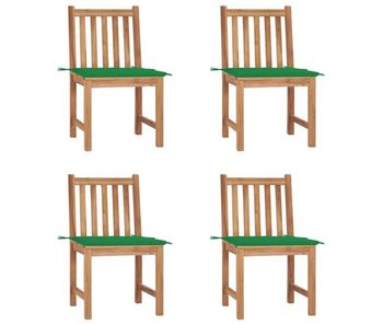 Juego de 4 sillas de jardín - sillas de exterior - sillas terraza madera maciza de teca con cojines