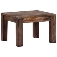 mesa de centro 50x50x35 cm madera maciza de mango con acabado en negro envejecido - marron