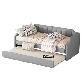 Cama Tapizada 90 X 200cm - Cama Nido 90 X 190cm - Gris