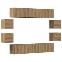 muebles tv de pared 8 uds  mueble de salon  mesa de tv madera ingenieria roble artesanal
