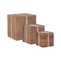 conjunto de 3 cajas de regalo en forma de figurita navidad rustico decoracion ratan marron cadeu