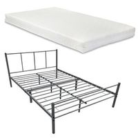 cama doble laos con somier y colchon metal 140 x 200 cm - gris oscuro mate encasa