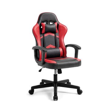 Silla gaming reclinable y con altura ajustable 116-125 cm negro rojo