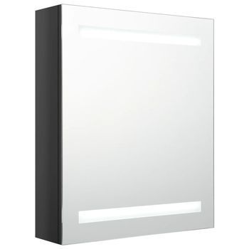 Armario De Baño | Mueble Baño Con Espejo Led Negro Brillante 50x14x60 Cm