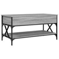 mesa de cafe - mesa de centro madera ingenieria metal gris sonoma 100x50x50 cm