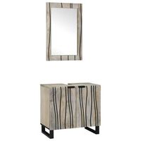 juego de muebles de bano 2 uds blanco madera de mango maciza vidaxl