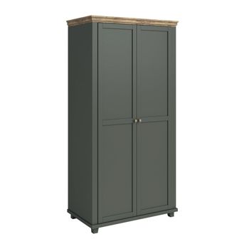 Armario de 2 puertas paneles laminados verde y madera