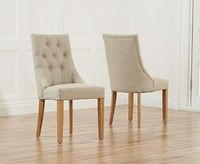 pacific cream fabric oak leg dining chairs - cream