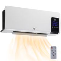 homcom calefactor electrico de pared 1000w2000w estufa con pantalla led y mando a distancia 545x12x215 cm blanco   aosom espana