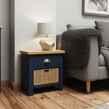 Cole Oak and Blue 2 Drawer Storage Unit