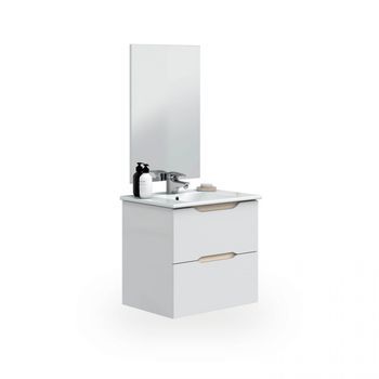 Pack De Baño Con Lavabo Cerámico Nexa Blanco - Roble 60 X 57 X 45 Cm