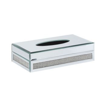 Caja De Pañuelos Espejada Accesorios Decorativos Para El Hogar Con Cristales Plateados Charly