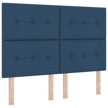 Cama Box Spring Led Con Cabecera Azul 160 X 200 Cm Tela Vidaxl