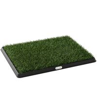 pawhut orinal para perros 63 x 505 cm con 2 cespedes sinteticos lavables para cachorros y perros para balcon y hogar negroverde   aosom espana