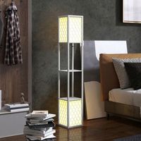 lampara de pie de mdf pp tc homcom 26x26x156 cm blanco
