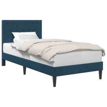 Estructura De Cama Con Cabecera Azul 90 X 200 Cm Terciopelo Vidaxl