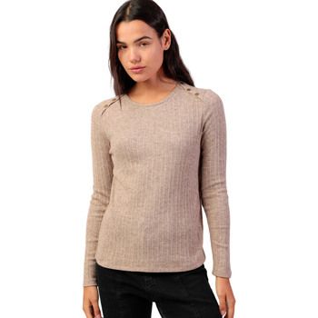 Admas Camiseta manga larga Top de manga larga Botones Melange para mujer