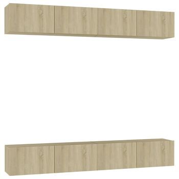 Juego De Muebles De Salón 4 Piezas Roble Sonoma 100x30x30 Cm