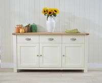 somerset 3 door 3 drawer oak and cream sideboard