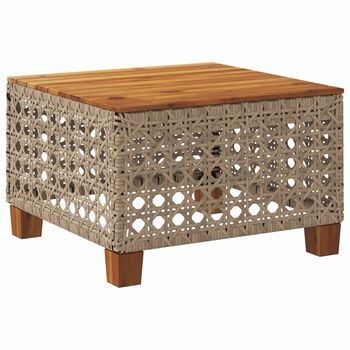 Mesa De Jardín，mesa Para Exteriores，mesa De Patio Ratán Sintético Madera Acacia Beige 55x55x36 Cm