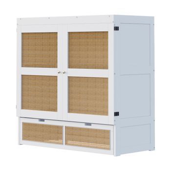 Cama De 140x200cm-cama De Láminas Suspendida-madera-blanca