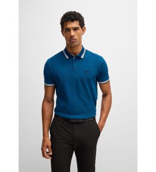 BOSS para hombre. 50469055 Polo Paddy azul (L), Casual, Algodón, Manga corta