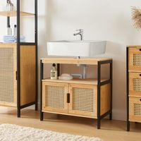 mueble para debajo del lavabo tervola mdf 60x60x35 cm - negroratan encasa