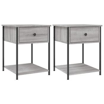 Mesita De Noche 2 Unidades Madera Ingeniería Gris Sonoma 44x45x58 Cm