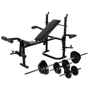 Banco De Musculación Barras Y Mancuernas 30,5 Kg Vidaxl
