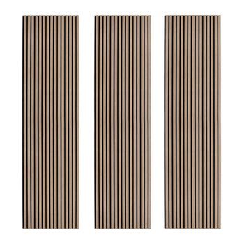 Paneles Acústicos De Pared X3 - Nogal Claro  - 240x 60cm