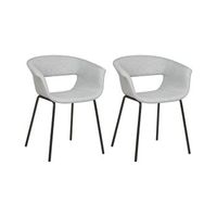 conjunto de 2 sillas modernas asientos tapizados poliester patas de metal para comedor cocina gris abilene