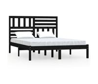 estructura de cama de madera maciza de pino negra 140x190 cm