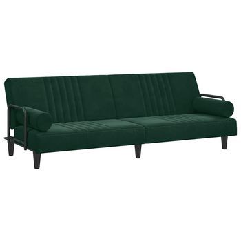 Sofá Cama Con Reposabrazos Terciopelo Verde Oscuro Vidaxl