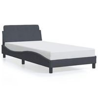 cama para adulto  cama individual  estructura cama con cabecero terciopelo gris oscuro 100x200 cm