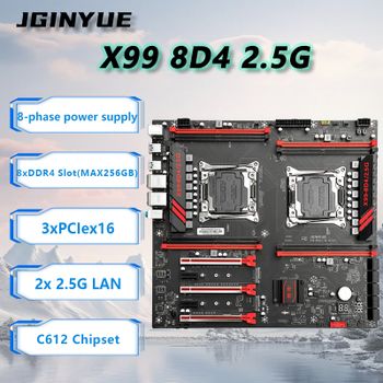 Placa Base JGINYUE X99 8D4 2.5G V2.21 LGA2011-3 XEON para Intel, CPU Dual E5 26XX V3/V4, RAM DDR4 ECC, Estación de Trabajo, Multi-Instanciación