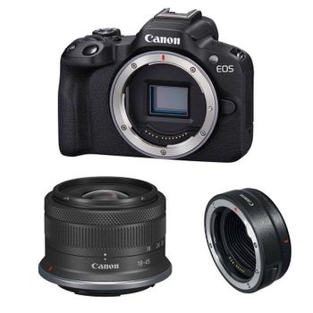 Cámara Mirrorless Canon EOS R50 24.2MP 18-45mm f/4.5-6.3 IS STM 4K UHD WiFi + Adaptador EF-EOS R