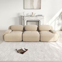 sofa de tres plazas en pana de alta calidad modular antideslizante ergonomico se entrega montado color beige