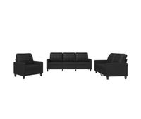 vidaxl juego de sofas con cojines 3 piezas cuero sintetico negro