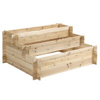 outsunny jardinera de madera de abeto de 3 niveles caja para huerto elevado de exterior 120x100x54cm   aosom espana