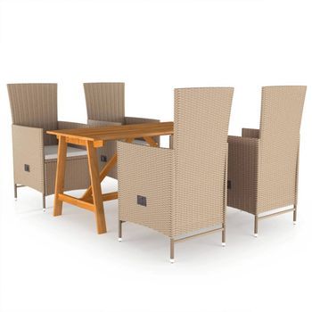 Juego De Comedor De Jardín 5 Piezas Beige Vidaxl