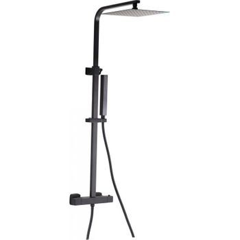 Columna De Ducha Termostática Nila Negro Mate 20 Cm X 20 Cm